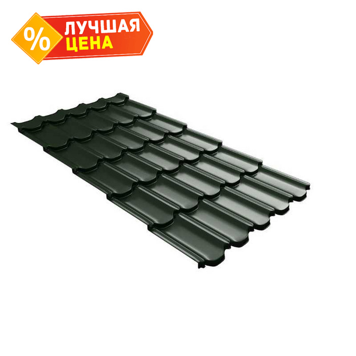 Металлочерепица Grand Line Kvinta plus (Квинта Плюс) 0,5 GreenCoat Pural Matt BT RR 11 Хромовая зелень | c 3D резом