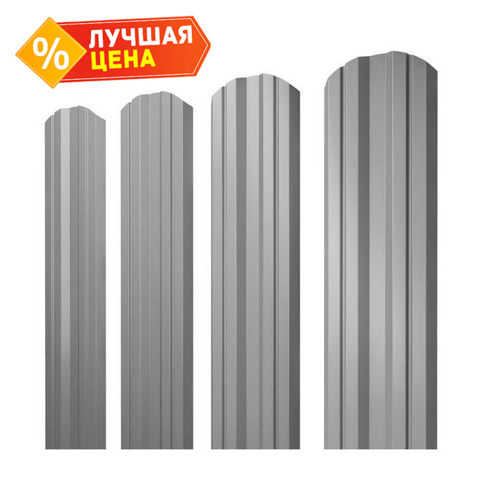 Штакетник Twin фигурный Grand Line 0,45 Drap RAL7004 Сигнальный Серый