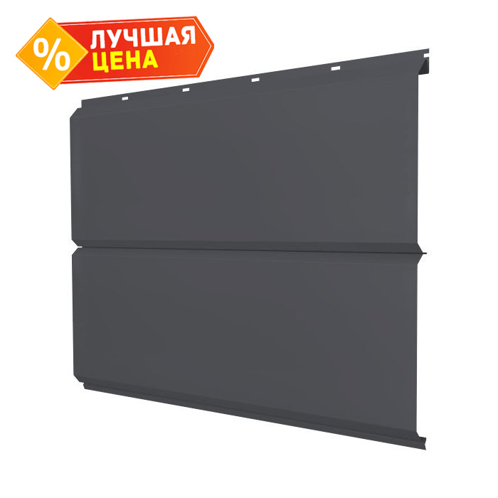 Софит ЭкоБрус без перфорации 0,345 Grand Line 0,45 Drap ST RAL7024 мокрый асфальт