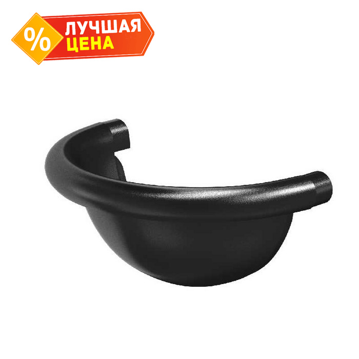 Заглушка желоба полукруглая, 100/150, Чёрный изумруд матовый (RR33)