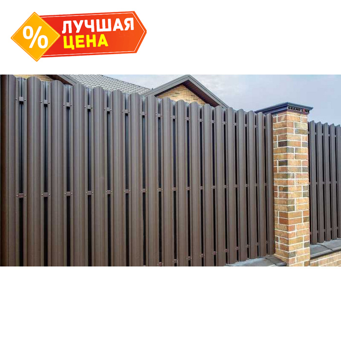 Штакетник Круглый фигурный Grand Line 0,45 Drap ST RR 32 Темно-Коричневый