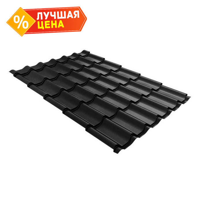 Металлочерепица Grand Line Kamea (Камея) 0,5 PurLite Мatt RAL 9005 Черный