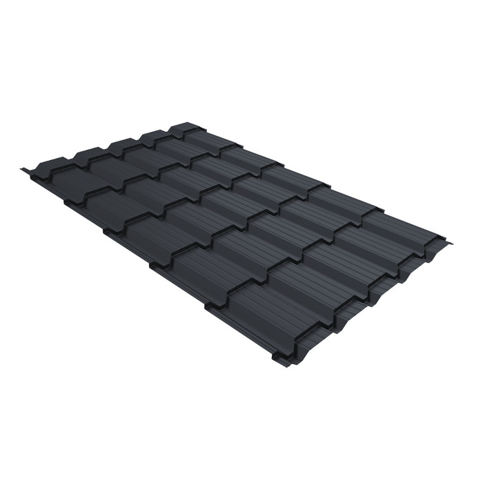 Металлочерепица Grand Line Quadro profi (Квадро Профи) 0,5 Satin RAL 7024 мокрый асфальт