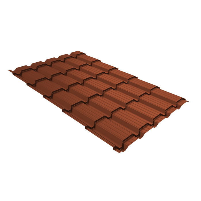 Металлочерепица Grand Line Quadro profi (Квадро Профи) 0,5 Satin RAL 8004 терракота