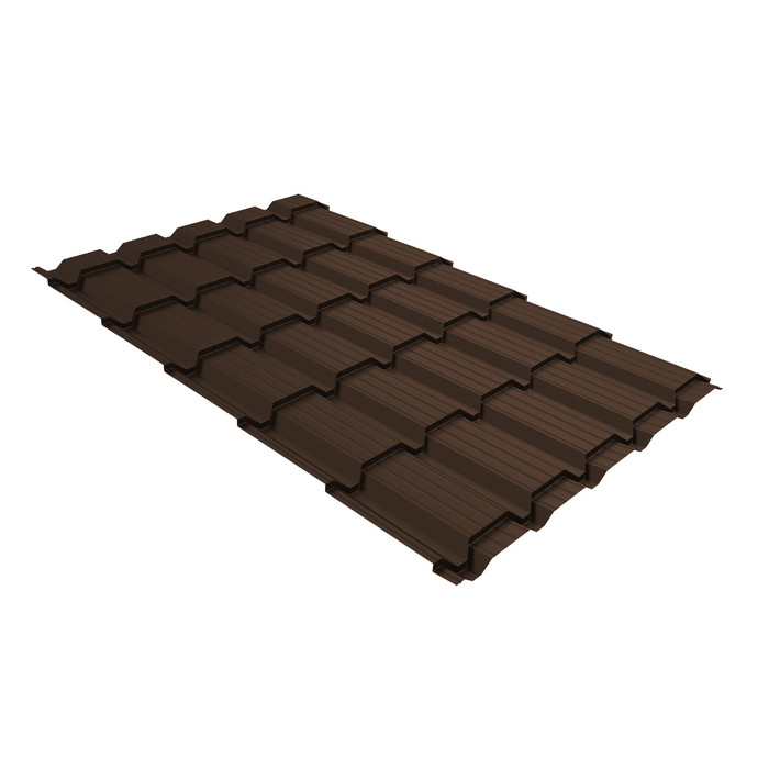 Металлочерепица Grand Line Верховье Quadro profi (Квадро Профи) 0,5 Rooftop Бархат RAL 8017 шоколад